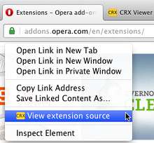 Extensão Extension source viewer - Complementos do Opera