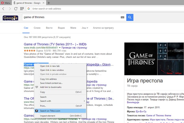 Titlovi Com Extension Opera Add Ons It is an adaptation of a song of ice the first follows the members of several noble houses in a civil war for the iron throne of the seven kingdoms; opera add ons
