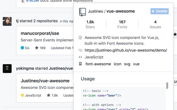 GitHub Hovercard extension - Opera add-ons