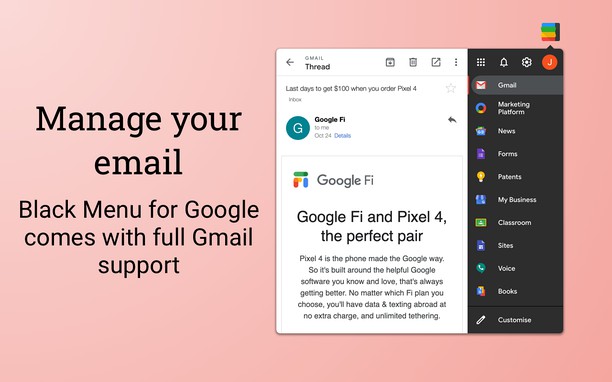 Black Menu For Google Extension Opera Add Ons