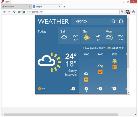 拡張機能 weather forecast worldwide opera アドオン