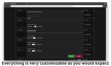 Fake Data extension - Opera add-ons