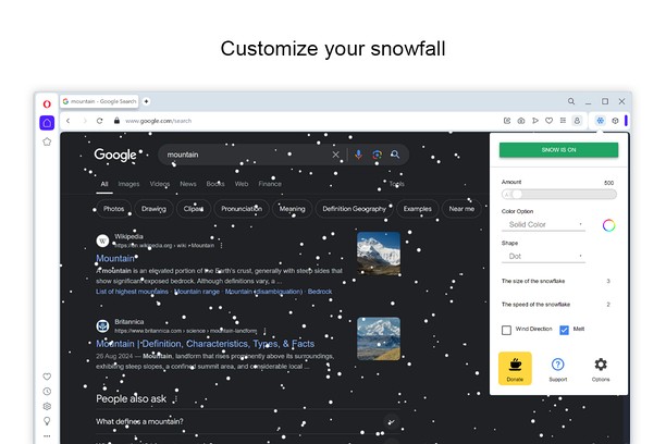 Snow for Opera extension - Opera add-ons