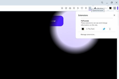 In The Dark extension - Opera add-ons