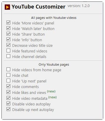 YouTube Customizer extension - Opera add-ons