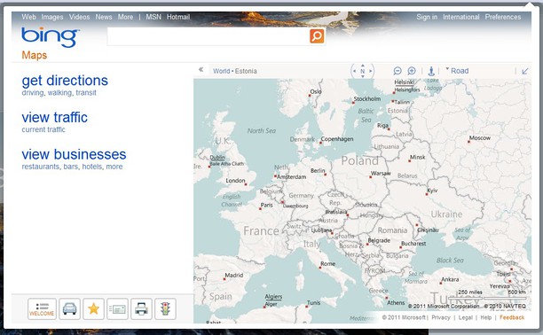 screenshot for bing maps driving directions routes and traffi