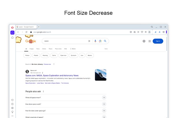Font Size Decrease extension - Opera add-ons