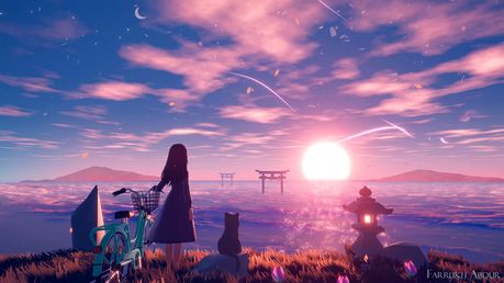 anime sunset scenery wallpaper